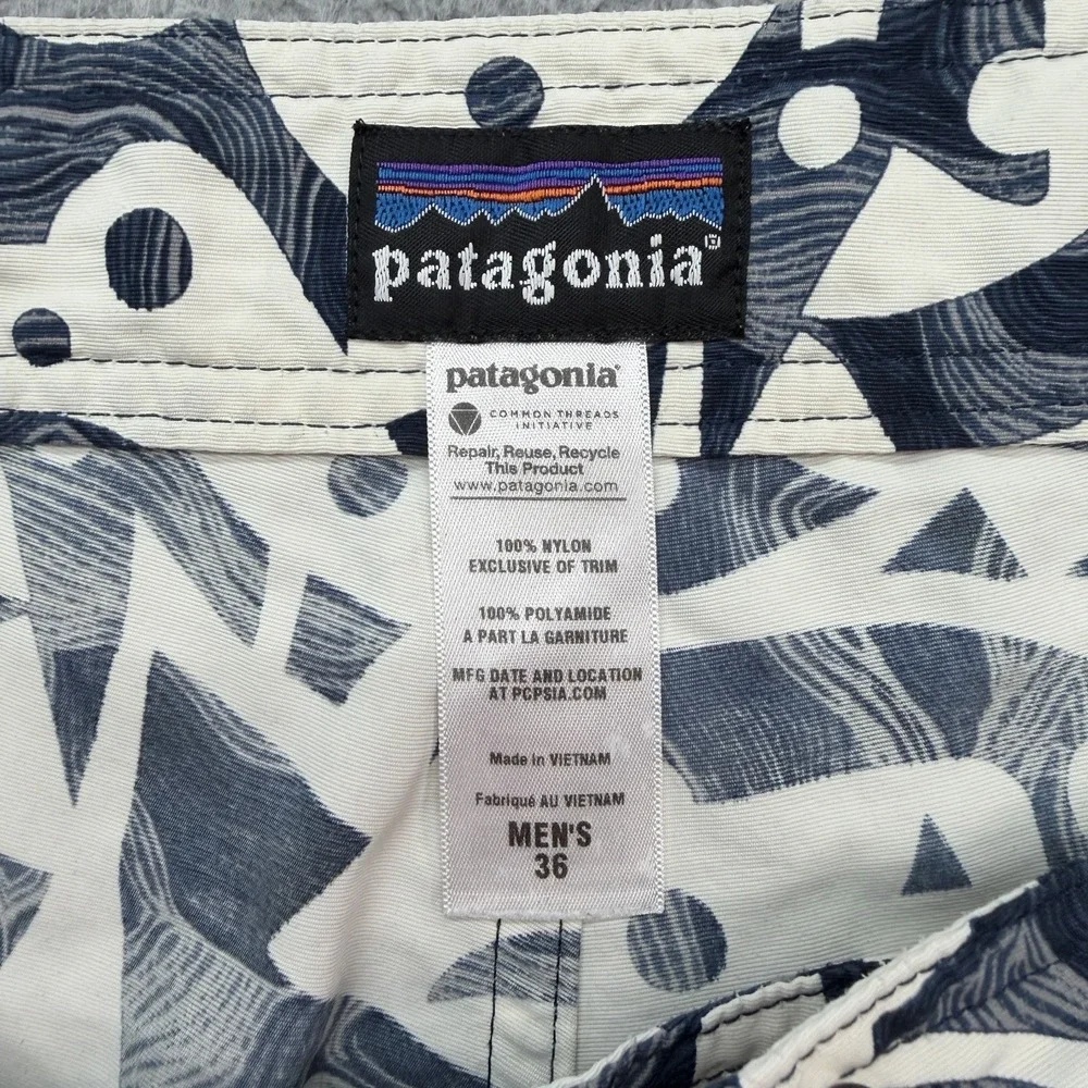Patagonia Wavefarer Board Shorts Mens 36 Oaxaca Wave Blue Geometric 9